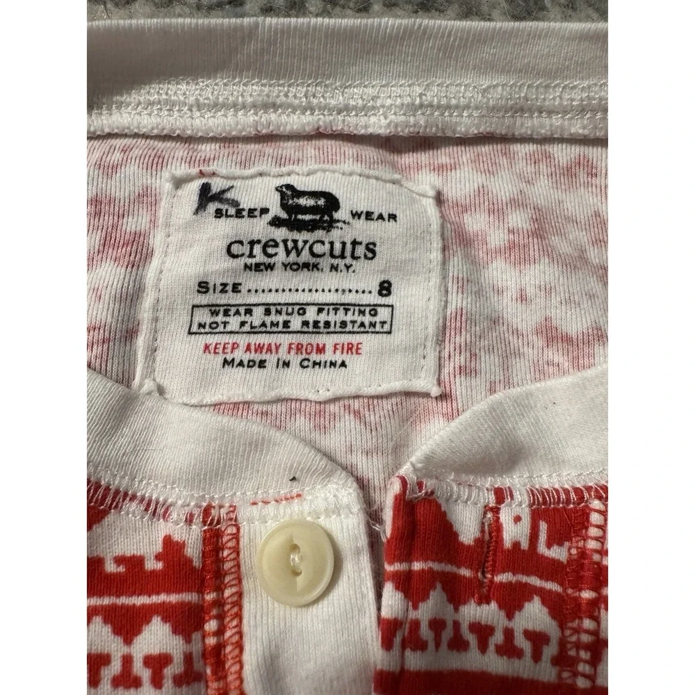 Crewcuts Fair Isle Flannel One Piece Pajamas Kids Sz 8 Holiday Long Johns Candy